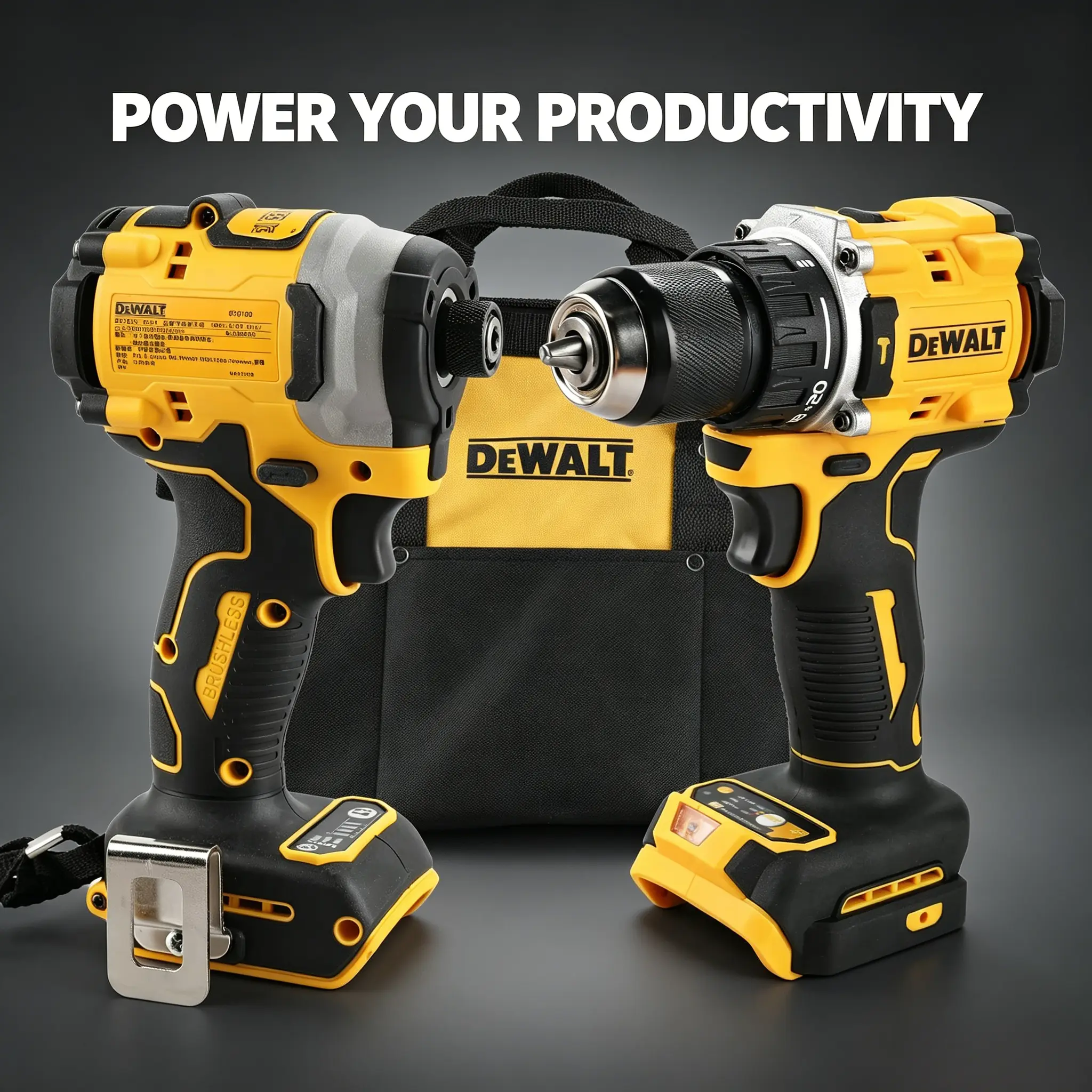 DEWALT 20V Brushless Tool Combo: DCF850 Impact Wrench + DCD805 Cordless Drill, High Torque Power Tools with Tool Bag for Construction, Woodworking, Auto Repair & Home DIY campingessentials