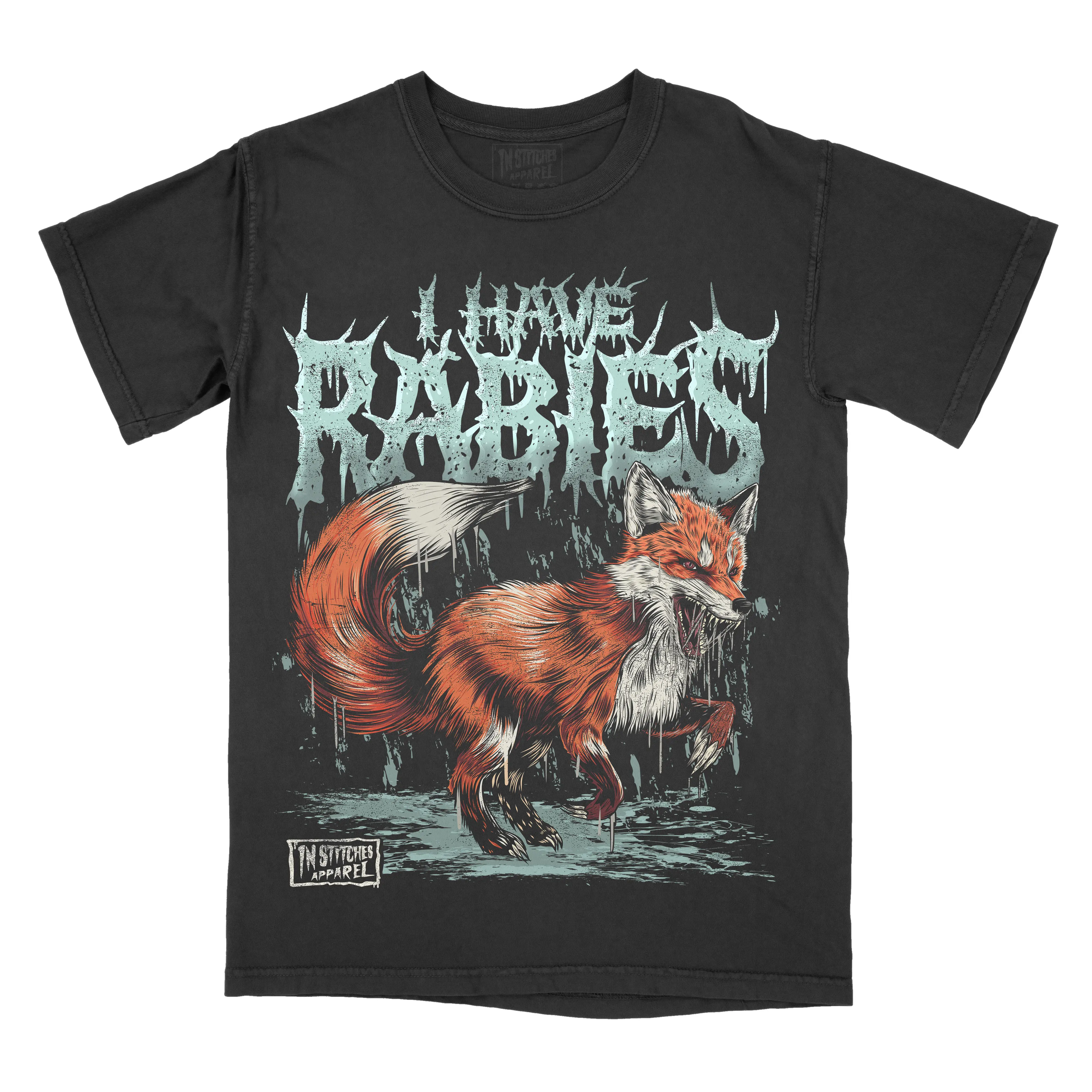 I Have Rabies Fox Comfort Colors Unisex T-shirt Gothic Alternative Fashion Top Tshirt Streetwear Short sleeve Printed Graphic Tee Cotton Alt Goth