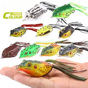 Sougayilang Bass Fishing Lure Silicone Frog Fishing Lure, Hollow Body Frog Topwater Soft Baits Lures for Bass Pike Snakehead Dogfish Musky  (Pack of 9)