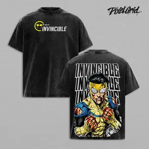 Invincible Season 4 Mark Graphic Tees Streetwear T-Shirt, Unisex Anime Gamer Streetwear Gift, Washed Cotton Oversized Shirts, Game Shirt for Men