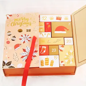 Cardboard Christmas DIY Gift Box, Set of 25 Pieces, Advent Calendar Christmas Countdown Calendar 24 Days Surprise Christmas Gift Empty Box, Refillable Christmas Countdown Calendar, 24-Box Christmas Puzzle Themed Gift Box