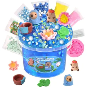 Capybara Slime Kit 10oz, Big Clear Slime Bucket for Kids 8-12 with 8 Packs Add-ins (Including Clay), Soft and Non-Sticky Kids Slime Toys, ASMR, Perfect Birthday Easter Gifts for Boys Girls