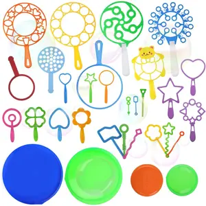 004-PP  Bubble Wands Set, 28 Pcs Large Bubble Wand with Tray, Great for Kids Summer Outdoor Bubble Party Favors