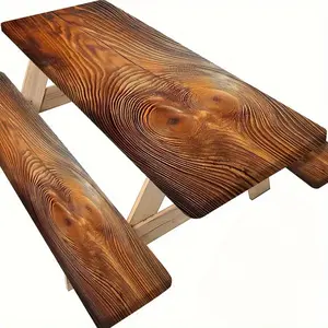 3pcs Picnic Table Cover with Bench Covers Elastic Edges Fitted Table Cover Outdoor Patio Camping Essentials 72 Inch 3pcs Camping Fitted Tablecloth