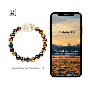 GINNLI daily bible bracelet - Tap for Daily Verse | Waterproof & Durable | NFC Faith Bracelet | Multiple Sizes | Crystal-Inspired Designs
