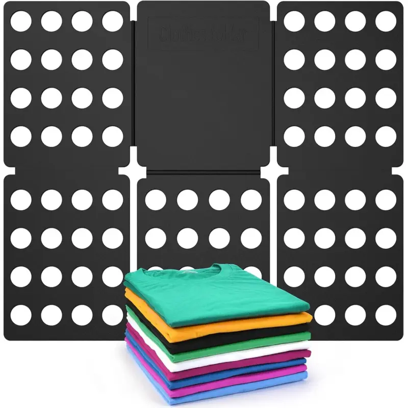 Mini Compact PP Plastic Shirt Folder Board, Durable Single-Piece Laundry Folding Tool for Adults, Easy-to-Use T-Shirt Folding Accessory (Black)