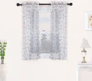 Superior Bohemian Scroll Sheer Curtain Panel Set, 26" x 63"