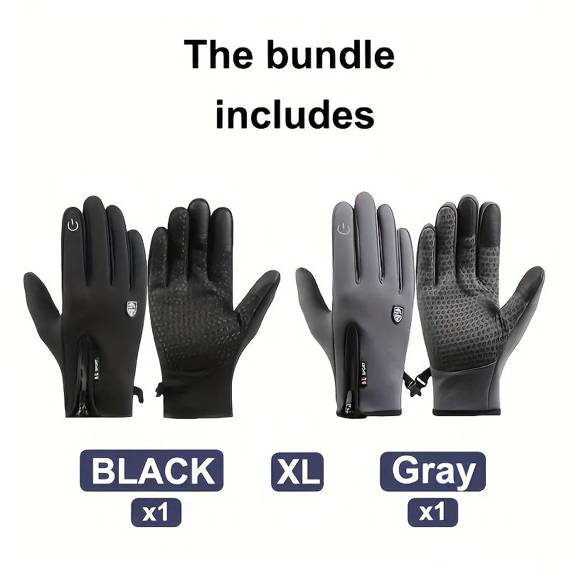 2 Pairs Windproof Winter Cycling Gloves for Men & Women - Thermal Touchscreen Compatible with Devices, Zipper Closure, Non-Slip Grip - Cold Weather Cycling, Skiing, Outdoor Sports - Ideal For Christmas, Halloween, Valentine's - Machine Washable Poly