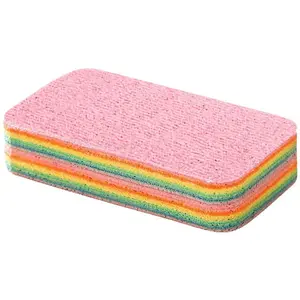 Rainbow Super Absorbent 12-Layer Microfiber Sponge Block, Durable Reusable Kitchen Cleaning Cloth, Soft Wet Dry Use
