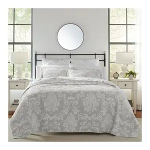 Laura Ashley Venetia Grey Full Queen Quilt-ShamSet