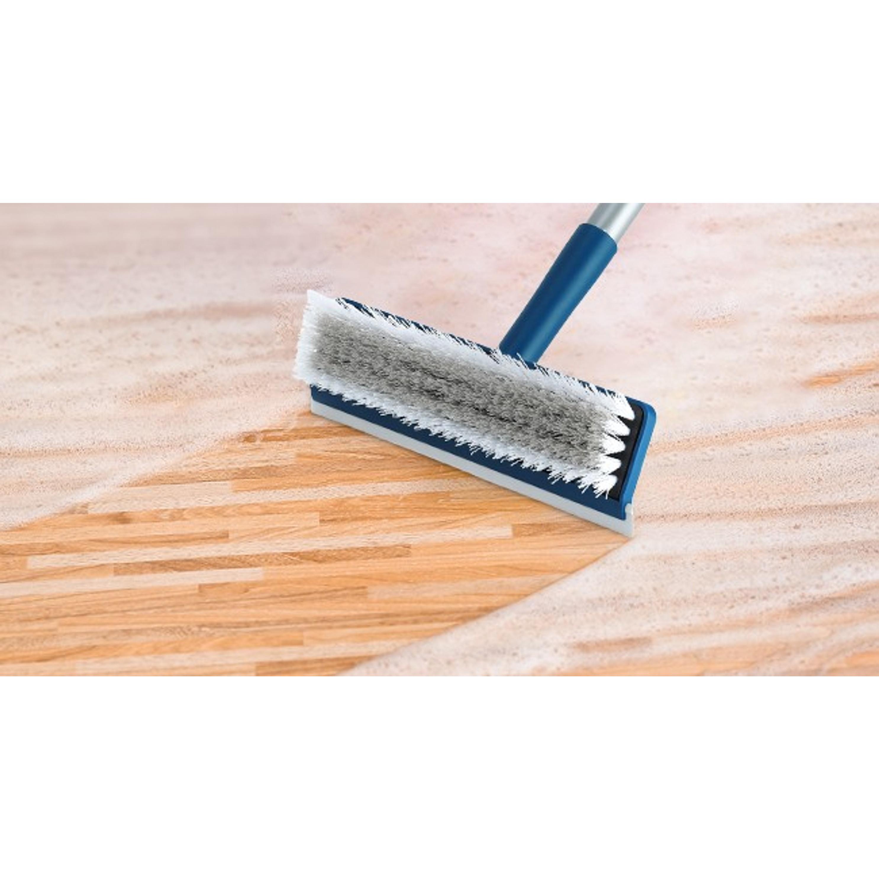 Collapsible Mop and Bucket Set with Scrub Mop and Brush, Tile Laminate Hardwood Floor Brush and Flat Mops for Floor Cleaning, Foldable Bucket with Washable Microfiber Mop(Blue)