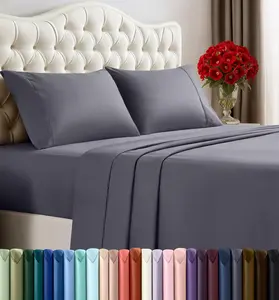 Queen Size Sheet Set – 4 Piece Bed Sheets, Soft and Breathable Microfiber, Includes 1 Fitted Sheet, 1 Flat Sheet and 2 Pillowcases – Oeko Tex