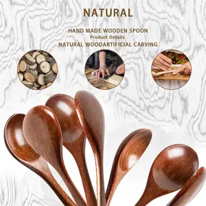 Natural Wooden Spoon Set 4/6-Piece Eco-Friendly Utensils for Non-Stick Cookware Premium Sanded Finish Long Handle Kitchen Tools for Cooking Baking Serving Minimalist Japanese Style Home Essentials