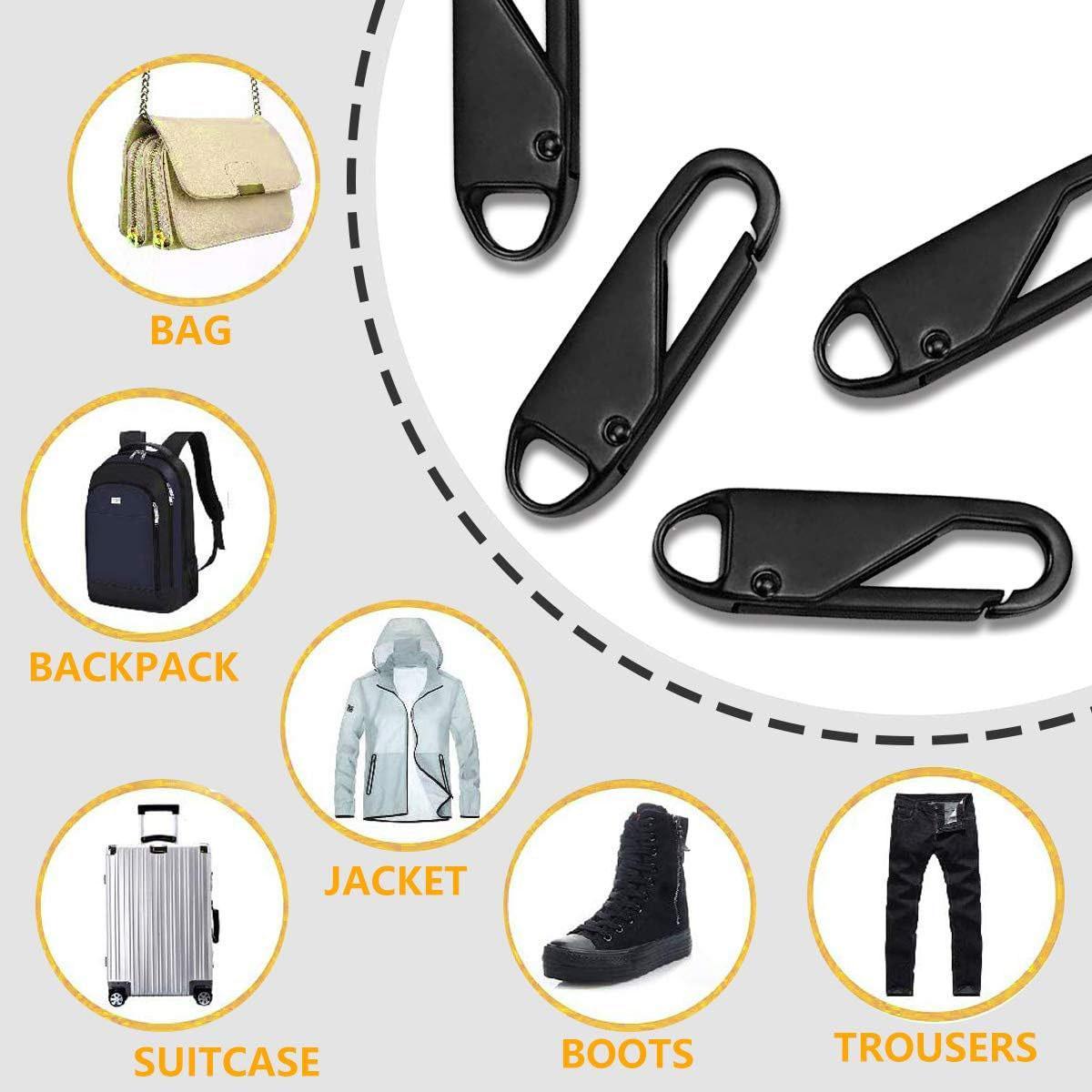 Spring Bag & Luggage Upgrade 20pcs Zipper Replacement Kit - Detachable Metal Zipper Pull Tabs for Luggage, Clothing, Backpacks, Boots, Purse (Black) Spring Bag & Luggage Upgrade 20pcs Zipper Replacement Kit - Detachable Metal Zipper Pull Tabs for Luggage, Clothing, Backpacks, Boots, Purse (Black)