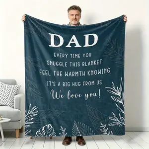 Sentimental Big Hug Flannel Blanket for Dad - Soft, Cozy, Fuzzy Plush Throw with Love Quote, Warm Bedding for Bedroom Sofa, Ideal Father's Day Birthday Gift for Men