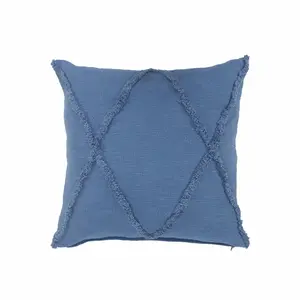 360 stand 2-Piece Cotton Fabric Throw Pillow Set, 2-Piece Sets, 26x26x4 in., Blue Solid Color, Zippered Cover, 100% Cotton, Farmhouse Style, Two Piece Sets