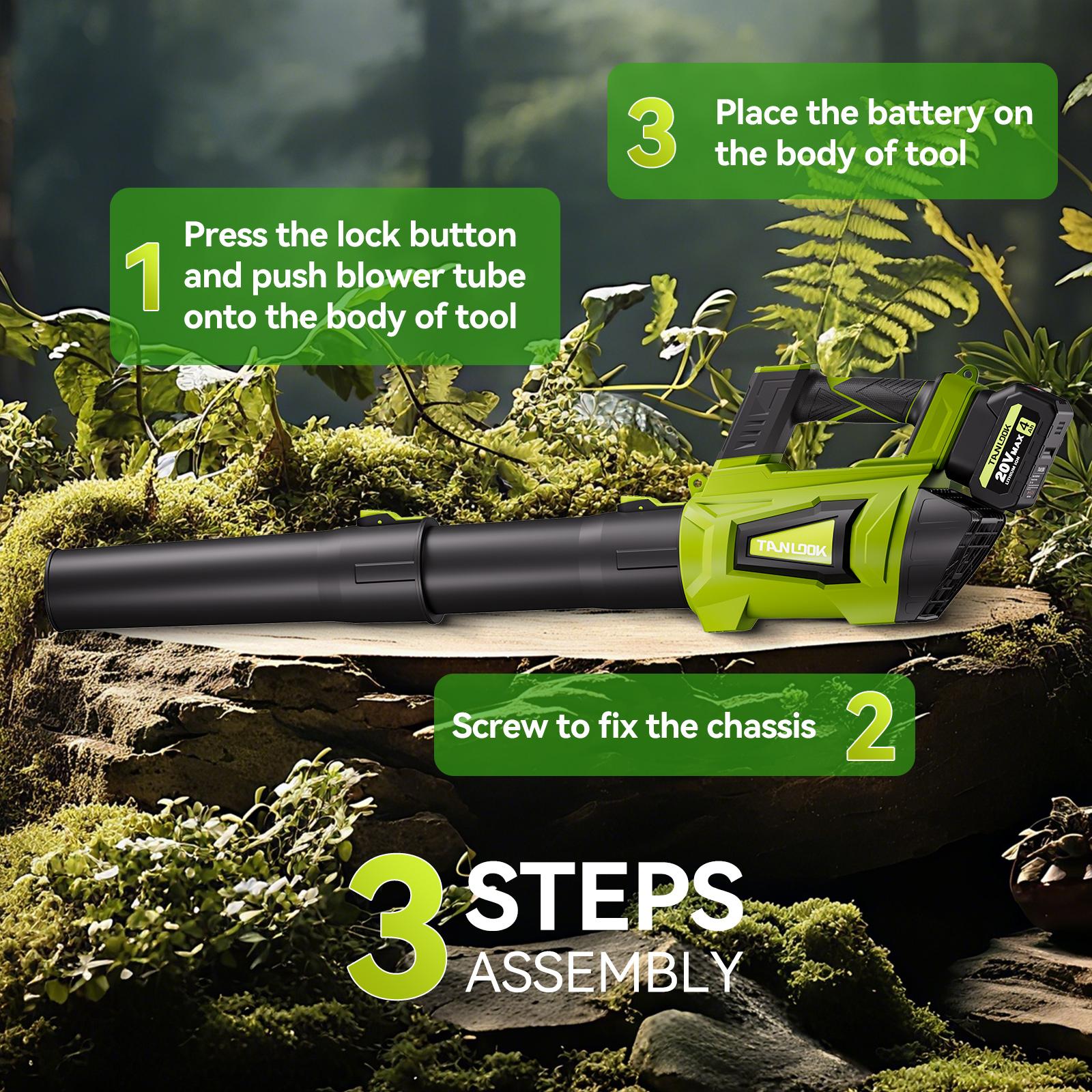 TANLOOK 20V Max Cordless Battery Operated Leaf Blower, Rechargeable Lightweight Portable Electric Handheld Tool for Lawn Care, Outdoor Cleaning & Car Drying (Leaf Blowers Battery Powered)