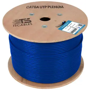 Cat6A Plenum UTP Solid Bare Copper Cable 1000 Ft