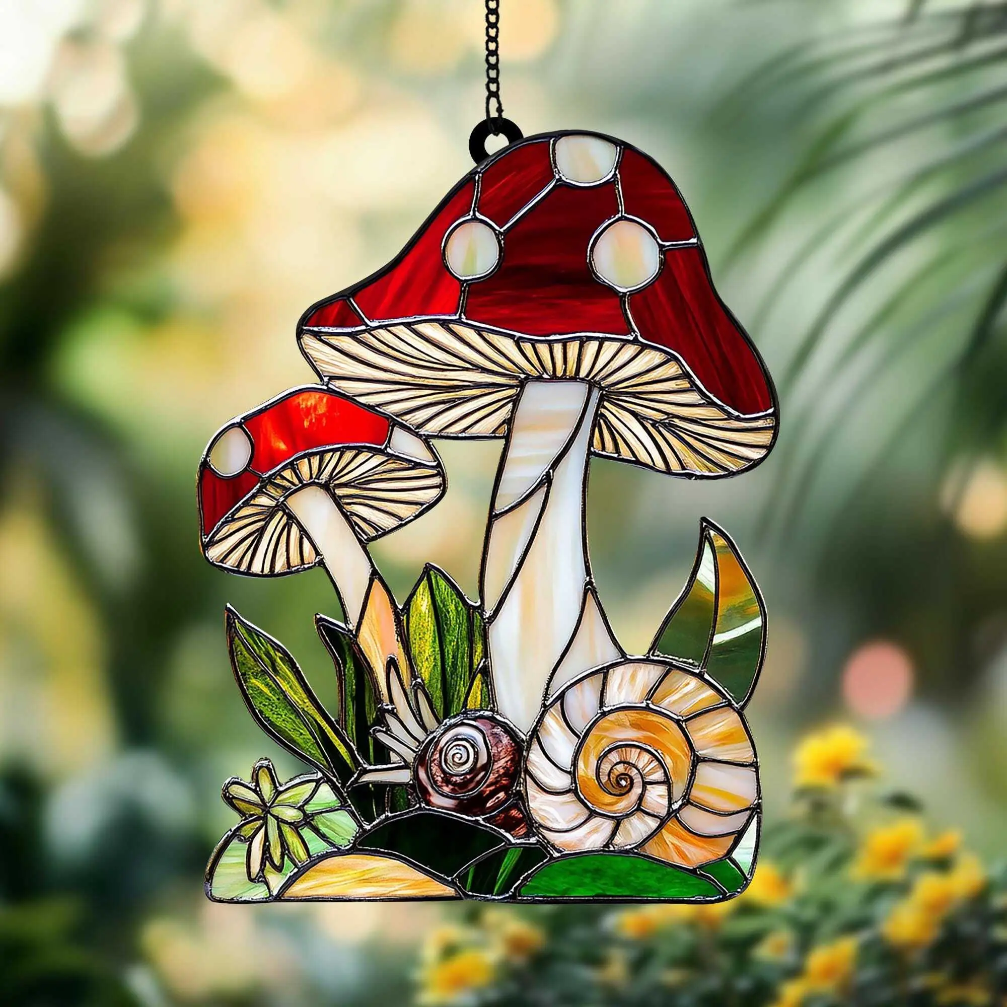 Cottagecore Mushroom Suncatcher, Stained Glass Wall Hanging, Nature Lover Window Art, Perfect Gift for Mushroom Decor Enthusiasts