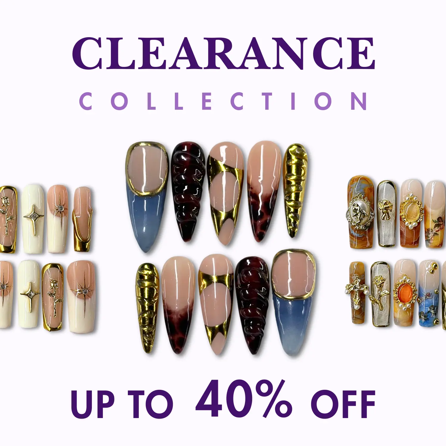 NailPhoria CLEARANCE (no restock) Collection - Handmade Press-On Nails | Reusable, Salon-Quality, Long-Lasting, Glossy Design