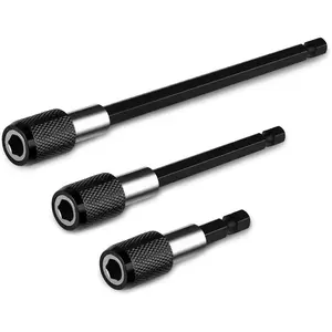 3 Pcs 1/4 Inch Hex Shank Quick Release Bar Socket Screwdriver Bit Holder, Magnetic Extension Chuck Adapter set for Screws, Nuts, Drill,Driver,bit set and Handheld Driver