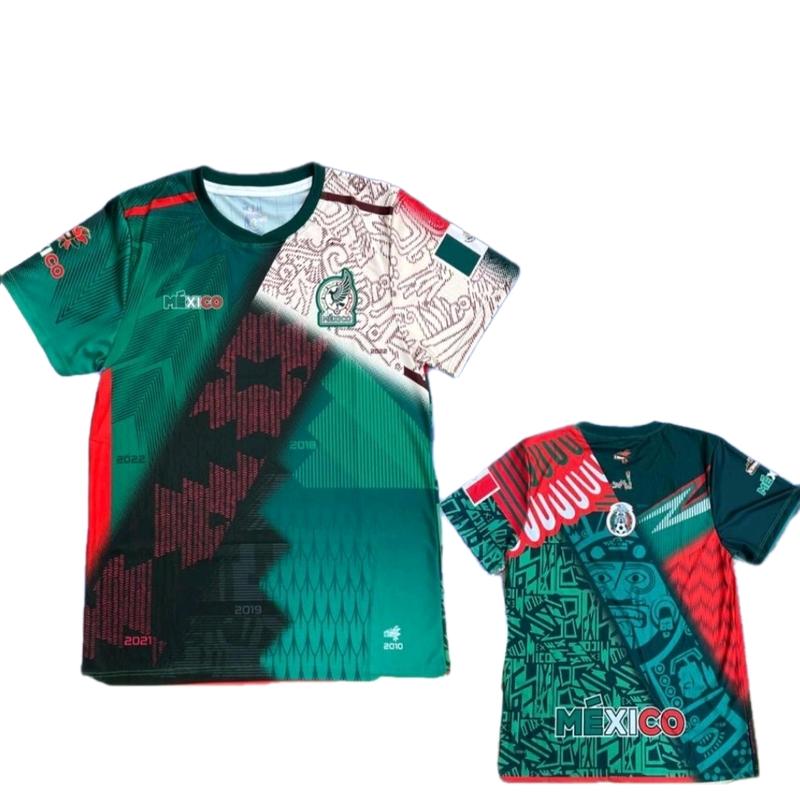 Mexico Qatar 2022 Home, Away, Mix Jersey - Green Jersey with Red Trim, Short Sleeves, and Logo Design