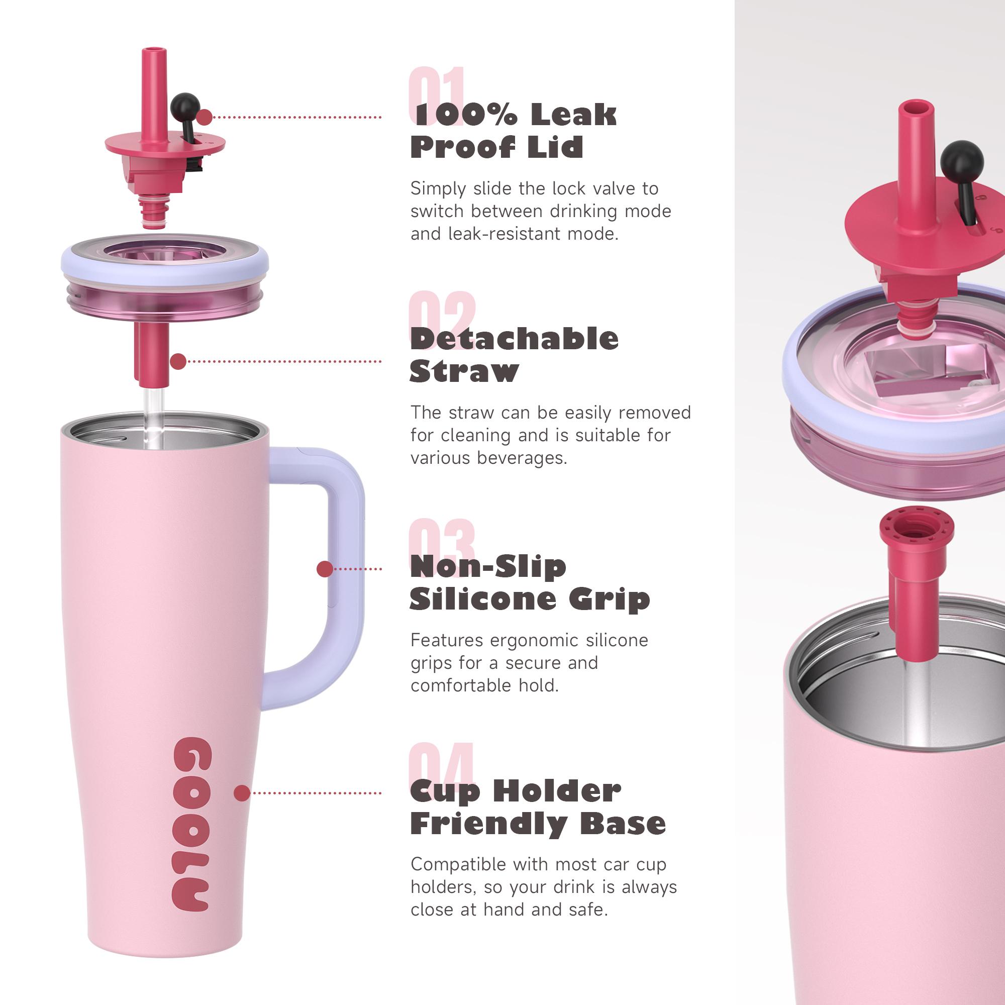 Brand Goolu 40 oz QA1 Tumbler with Handle and Straw Lid, Insulated Stainless Steel Travel Mug for Women and men, Spill-Proof Cup