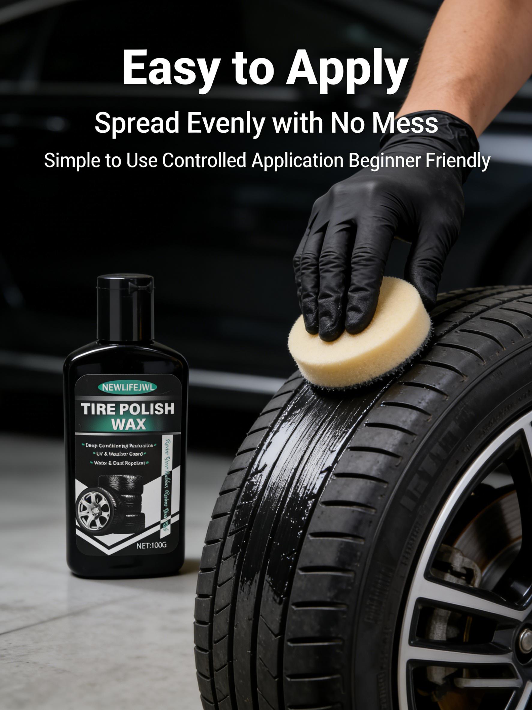 100g Car Tire Coating Paste—designed to restore tire luster, repair plastic components, and revive the original black finish of rubber. Suitable for the maintenance and care of both interior trim and tires