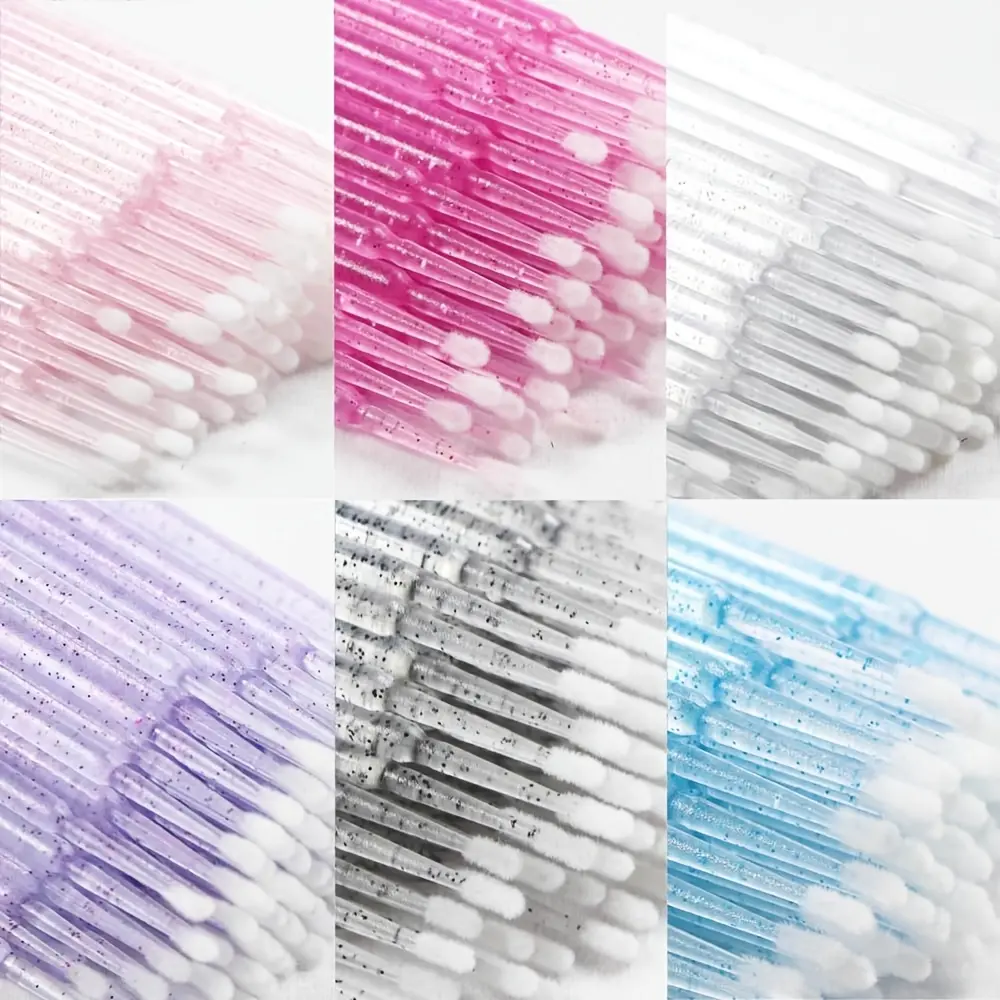 100pcs Crystal Microbrushes Applicators Disposable Mini Soft Microswabs for Eyelash Extensions Micro Wands Spoolie Beauty Cosmetics