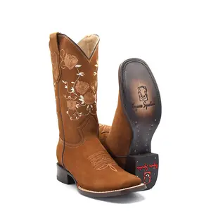 2460072630 - Vaquero Signature Women's Wide Square Toe Boots Nobuck Topo