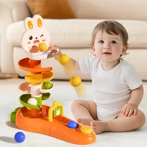 5-layer Rolling Ball Tower with 12 Balls - Interactive Educational Toy Suitable for Children Aged 1-3, Enhances Hand-Eye Coordination and Motor Skills, Durable Plastic, Orange and White Design, Perfect Gift for Boys and Girls, Children's Toy, Fun Design,