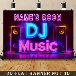 2D Flat Polyester Summervibes Party Backdrop Banner, Personalized Name Text Design for DJ Music Events, Ideal Birthday & Festive Home Supply