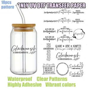 18pcs German Proverb UV DTF Stickers, Glass Cup Decorations, Office & Home Decoration, Holiday DIY Crafts, Atmosphere Enhancer