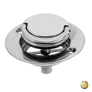 Westbrass D320-01 Roman Tub Drain - PVD Polished Brass, Top Only Bathroom Fixture Accessory with Push-to-Drain Function, 2 7/8" Hole Center to Center, 2 8-32 x 1/2" Screws, Fits Oatey 151, Casper 140