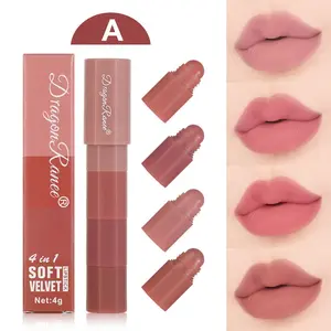 Long-Lasting Matte Lipstick Balm, Moisturizing Velvet Lip Pen, Easy Application Smooth Finish, Four Section Design, Hydrating Lip Care Makeup
