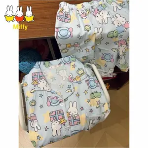 Kawaii Miffy Rabbit Pajamas Cartoon Sweet and Cute Girls Summer Thin Short-sleeved and Short Pants Student Home Wear Set
