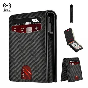 SummerWins Men's Minimalist RFID Blocking Wallet - Slim Compact Metal Aluminum Bifold with ID Window, 8-10 Card Smart Pop-Up Holder, Father's Day Gift
