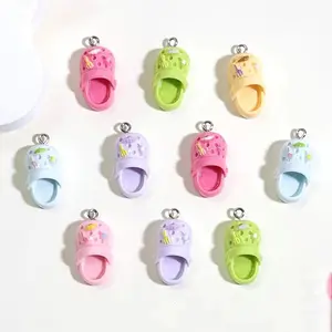 12pcs Cute Simulation Slipper Resin Charms - Floral & Animal Motifs, Pastel Mixed Colors, Handmade Jewelry Pendants for Earrings, Necklace, Keychain - Creative Gift Idea, Elephant Design Pendant, Charms for Jewelry Making