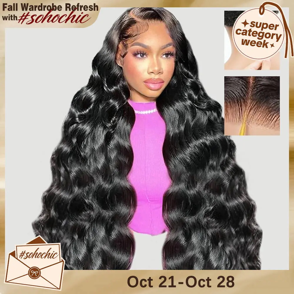 [30 Inch Only $109]Mihugass Female Glueless Human Wig - 7x6 Glueless HD Lace Closure, Preplucked Hairline, Pre-Cut Lace, Natural Black, Adjustable Drawstring, Deep Wave Human Hair Wig #sohochic