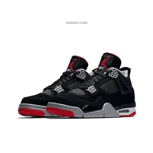 Black and Red Mid-Top Retro Basketball Shoes