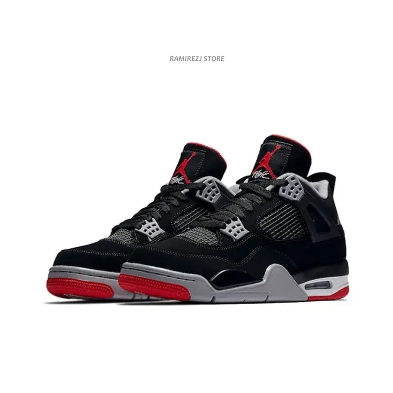 Men Black Red Mid Top Retro Basketball Sneakers, Vintage Cushioned Shock Absorb Athletic Trainers Non-Slip Street Footwear for Sports Daily Outfits
