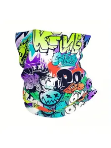 Graffiti Boom Men's Urban Street Art Bandana - Lightweight Multi-Functional Neck Gaiter, Headband & Face Cover with Vibrant K-POP Graphics, Casual Fashion Accessory for Outdoor Activities, Versatile Neckwear | Streetwear Essential | Lightweight Fabric