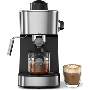 Espresso Machine, 3.5Bar Cappuccino & Latte Maker, 2-4 Cup Stainless Steel Coffee Machine with Milk Frother, 800W Espresso Machine Maker with Steamer, Compact Coffee Maker for  and Office