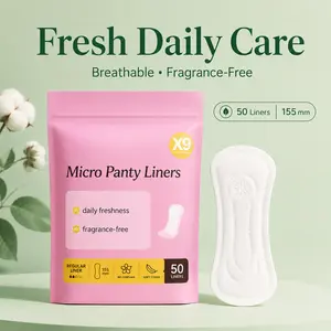 Women's X9 Micro Panty Liners, Breathable Fragrance-Free Daily Liners, 155mm Regular Size, Individually Wrapped, 50 Count for Outdoor Use