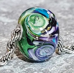 Glass lampwork bead to fit European style bracelet - Cottage Garden