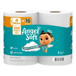 Angel Soft Toilet Paper, 4 Mega Rolls = 16 Regular Rolls, Soft and Strong Toilet Tissue