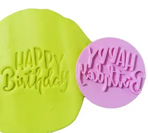 40mm happy birthday cookie  embosser plastic stamp