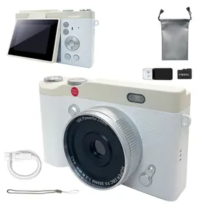 Flip Cover Digital Camera with Built-In Filters, Auto Focus, 1080P HD Video Recording, Retro Fashion Style, Includes Bag & 32GB Memory Card