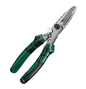 6 in 1 Stainless Steel Tin Snips for Cutting Tool for Light Steel Keel, Sheet Metal, Cable Scissors, Cutting and Pulling Wires, with Specialized Wire Stripper and Crimper, Industrial Grade Heavy Duty Stainless Steel Tin Snips.