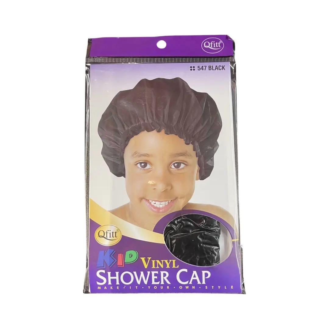 Qfitt Kid Vinyl Shower Cap Black Water Proof